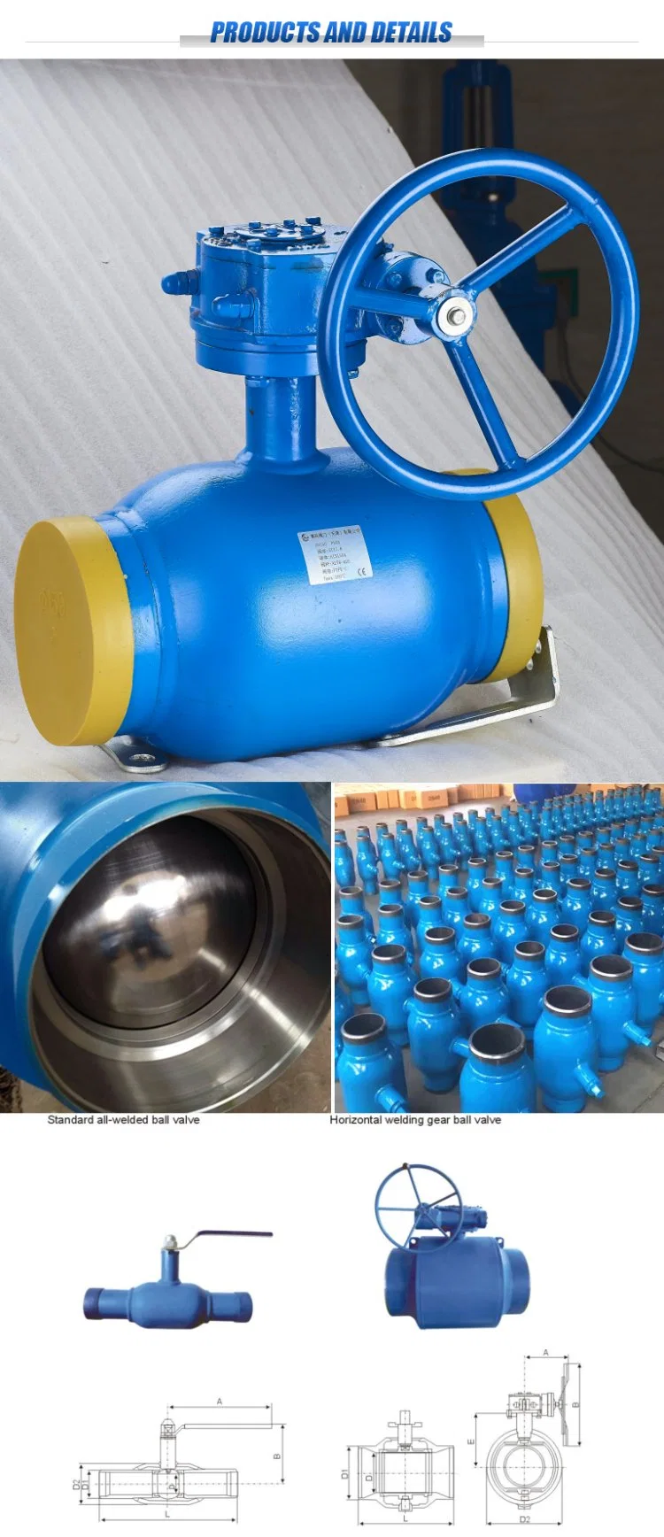 Customization DN250 Pn16 Carbon Body Floating Stainless Steel Ball Valve Welded End