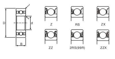 Zys 6309 Series Deep Groove Ball Bearing Double Sealed Bearing with Metric Dimensions