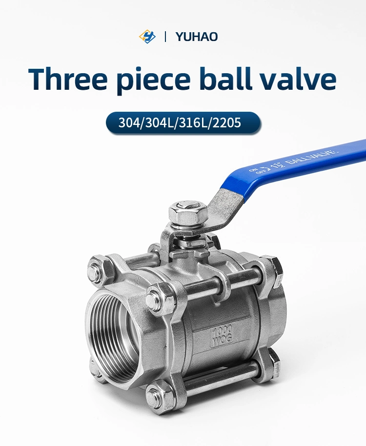 Full Port 1000wog 3 Piece Ball Valves Ss Threaded 3PC Ball Valve