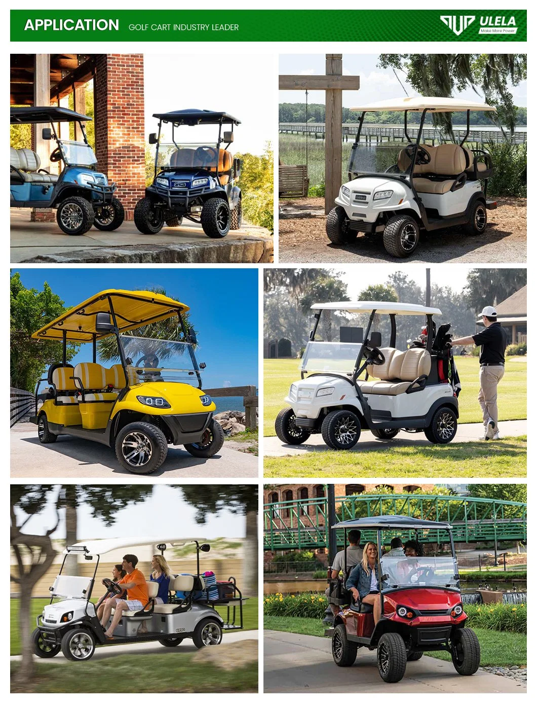 Ulela Epic Golf Cart Dealers Steel Frame Golf Carts Green 2 Seater China 2 Seater Battery Operated Golf Carts