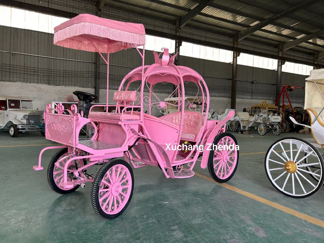 OEM European Royal Family Horse Carriage Mini Garden Car Electric Operated Princess Style Carriages Cart Can Customized