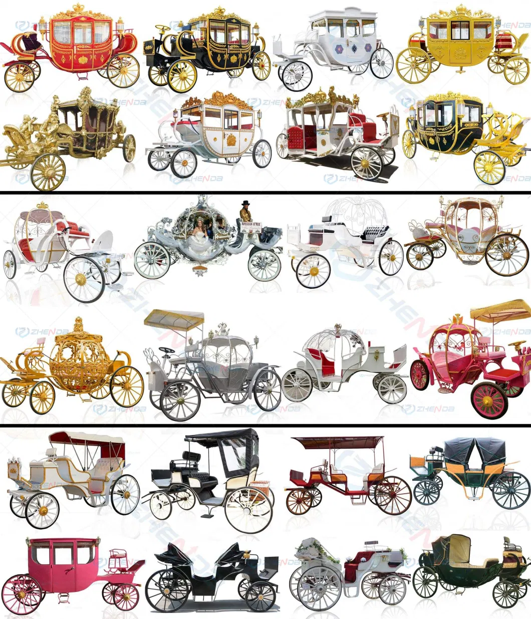 OEM European Royal Family Horse Carriage Mini Garden Car Electric Operated Princess Style Carriages Cart Can Customized