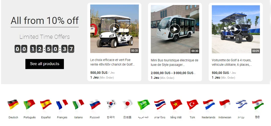 4 Person Electric Golf Cart 2+2 Seater Golf Electric Car Electric Sightseeing Vehicle Bus Tourist Car