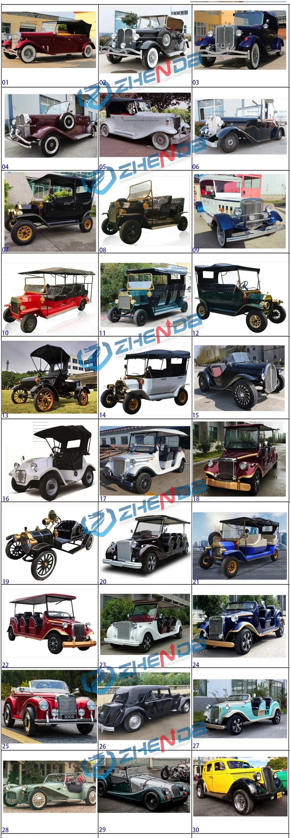 White Antique Retro Classic Car/Customized Electric Wedding-Style Vintage Car/Tourist Sightseeing Buggy Vehicle