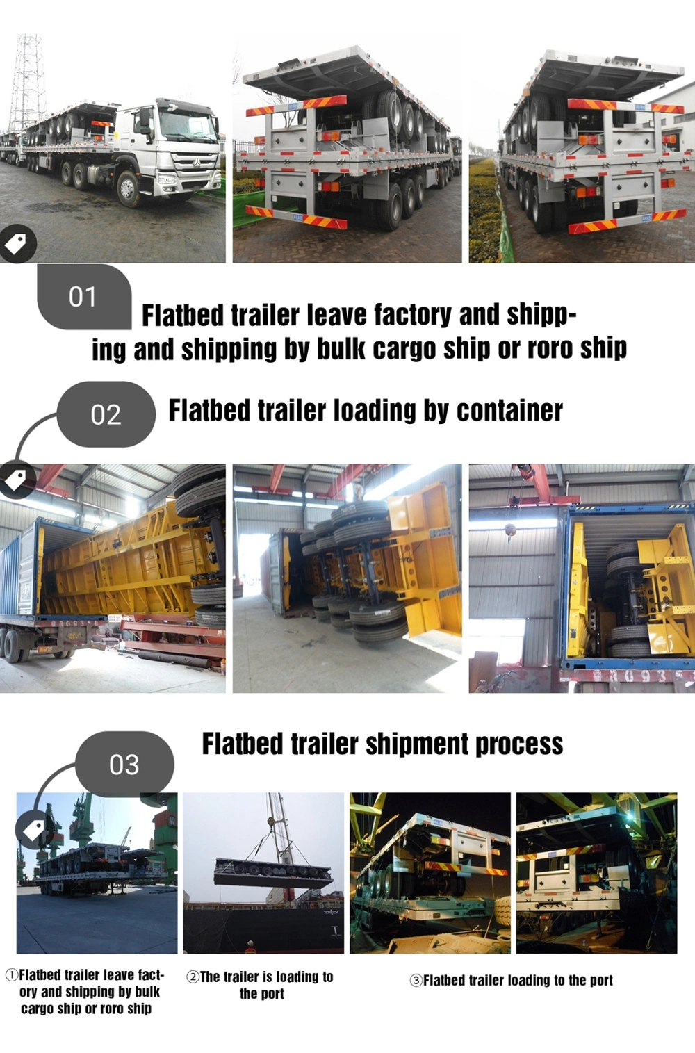 20FT 40FT Container Transport Utility Trailer Flatbed Semi Trailer Truck for Sale