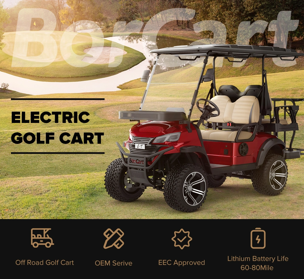 Hotel Beach Luxury 4 Passenger Golf Cart Lithium Battery Club Car 4 Wheels Electric Golf Cart