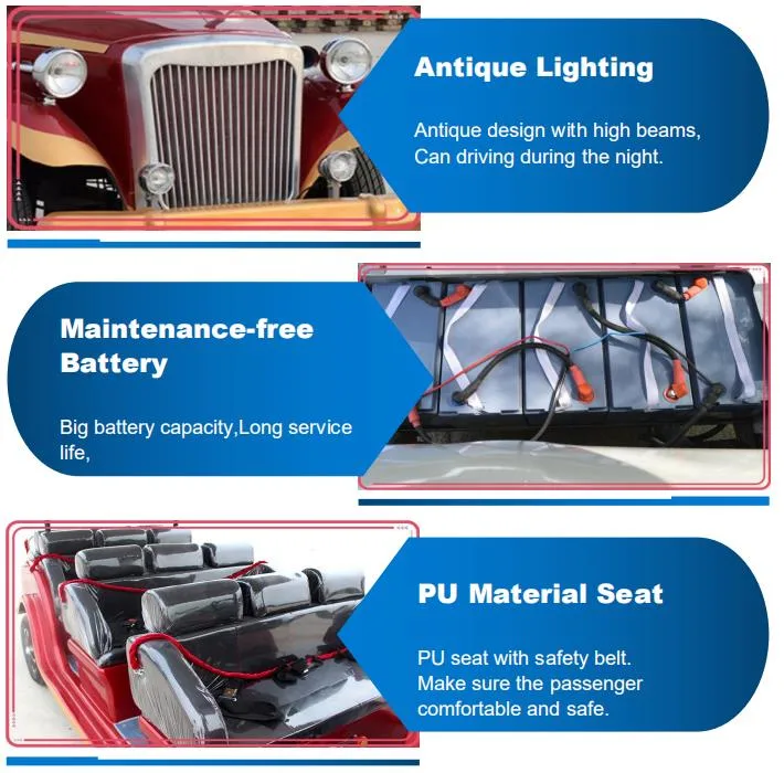 Raysince Electric Tourist Sightseeing Bus Electric Vintage Car with CE Certificate