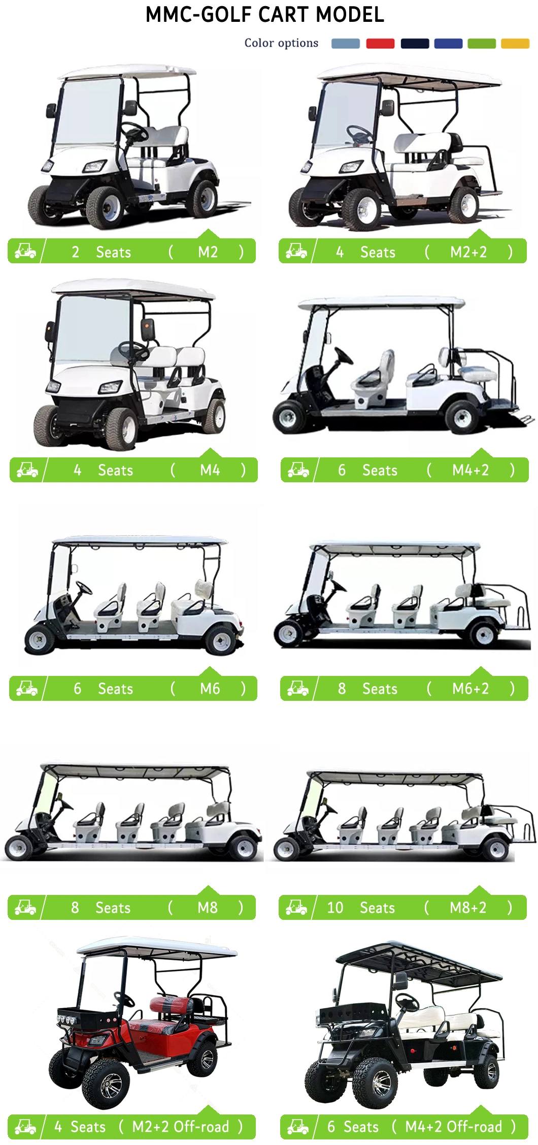 Mini Scooter off-Road 48/72 Volt Electric Golf Cart 6 Seats Electric Golf Cart off Road Hunting Vans Utility Vehicle