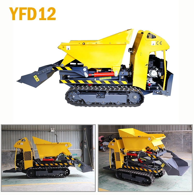 Full Hydraulic Loading 500kgs 1ton Electric Start Crawler Utility Mini Tracked Dumper Truck for Sale