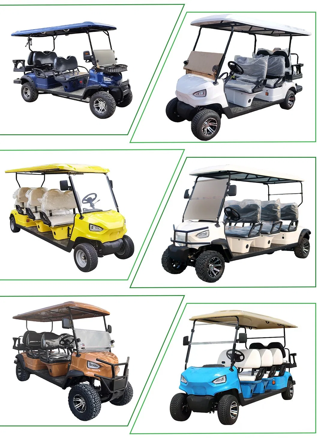 New Design Tourist 6 Passenger Utility Carts White Hunting Gas Golf Cart