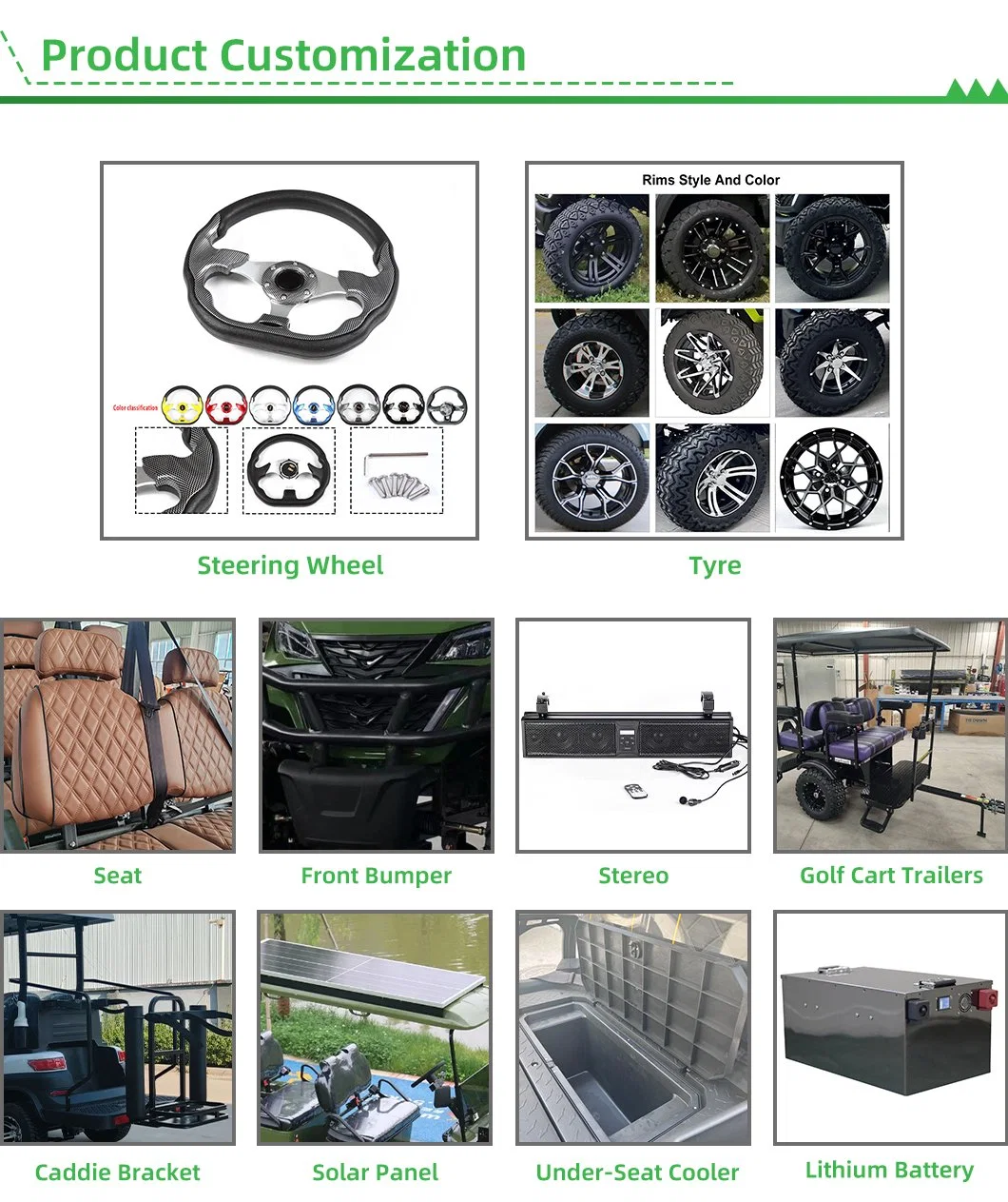 New Design Tourist 6 Passenger Utility Carts White Hunting Gas Golf Cart