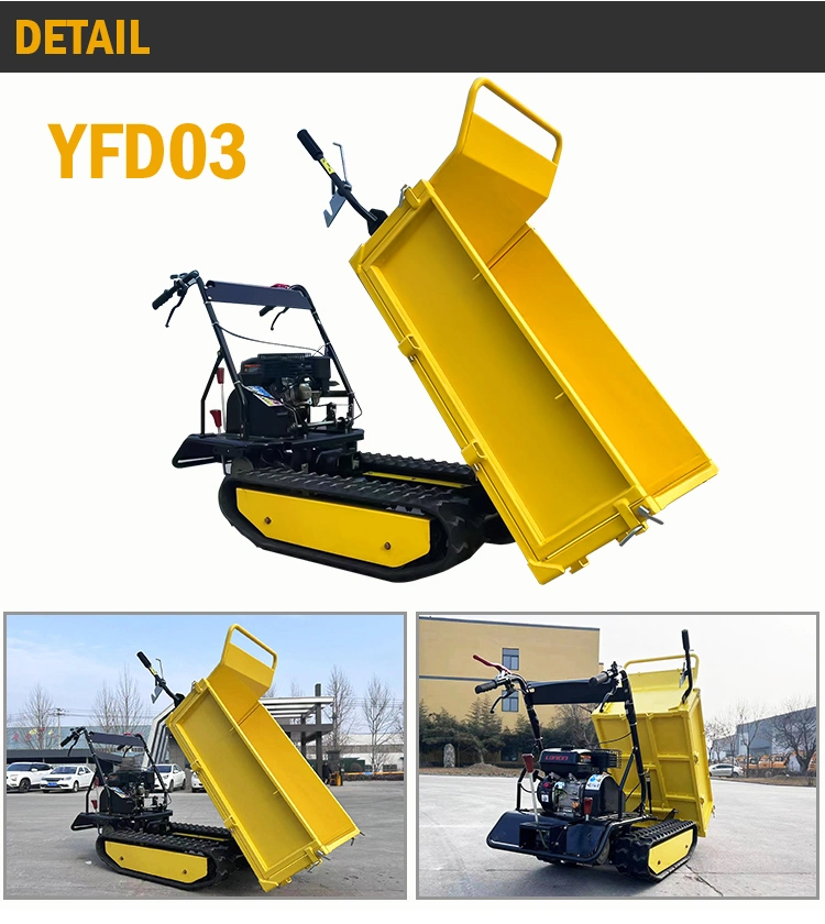 Full Hydraulic Loading 500kgs 1ton Electric Start Crawler Utility Mini Tracked Dumper Truck for Sale