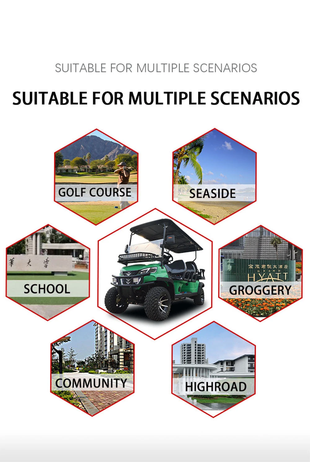 Electric Golf Cart 4seated Golf Buggy Sightseeing Bus off-Road 72vgolf Cart