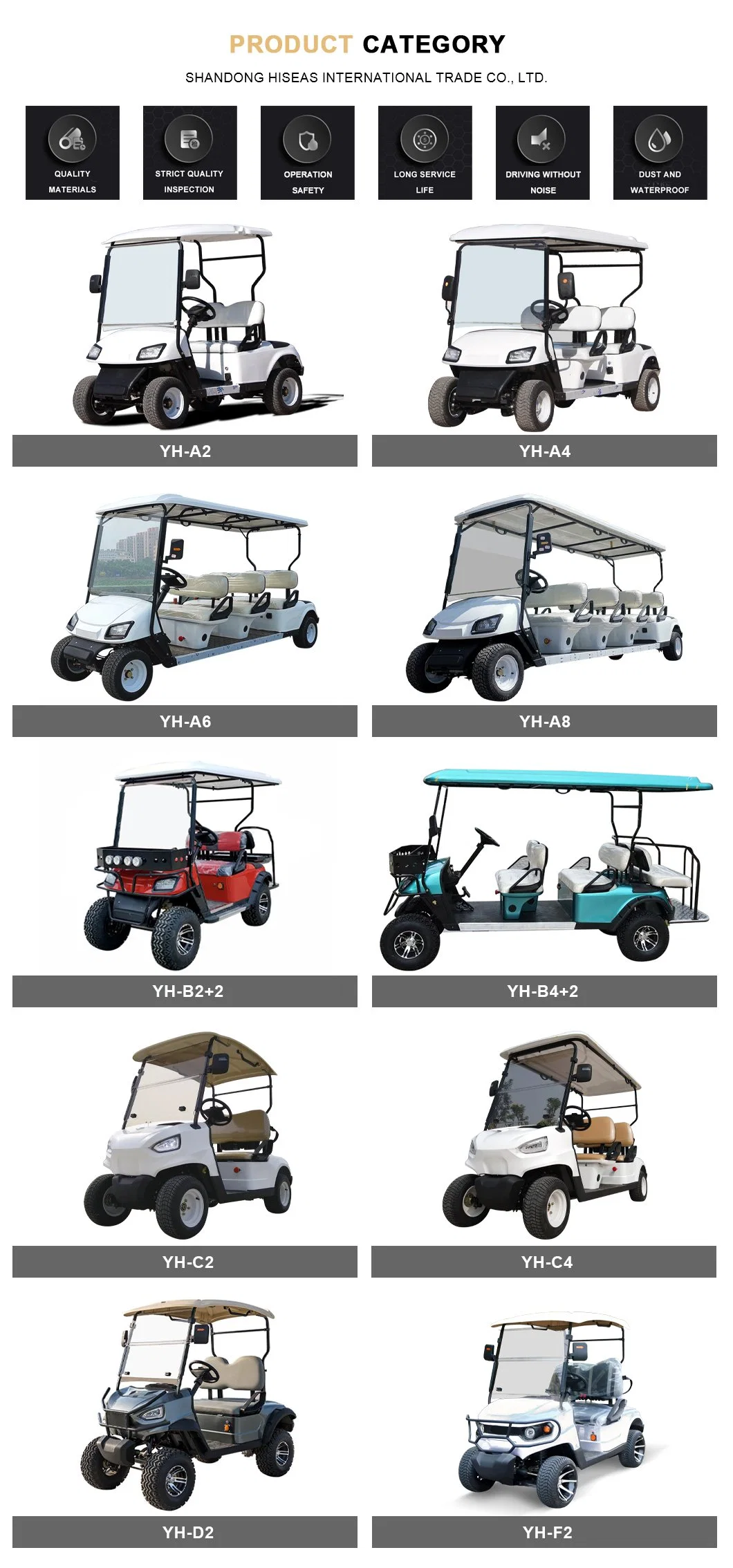 Factory Customization OEM Cheap Price 4 Seats 48V Car Hunting Car New Club Car Electric Sightseeing Club Car AC Motor Controller Electric Golf Cart Electric Car