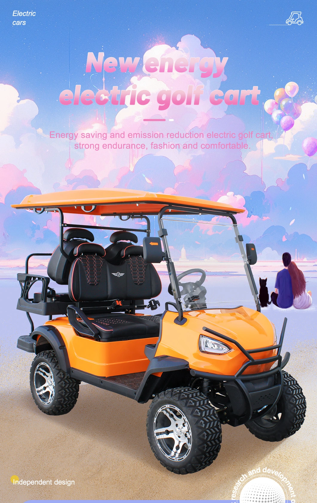 New Arrival Style B3 Luxury 4 Seat Club Cart Electric Golf Buggy Hunting Cart