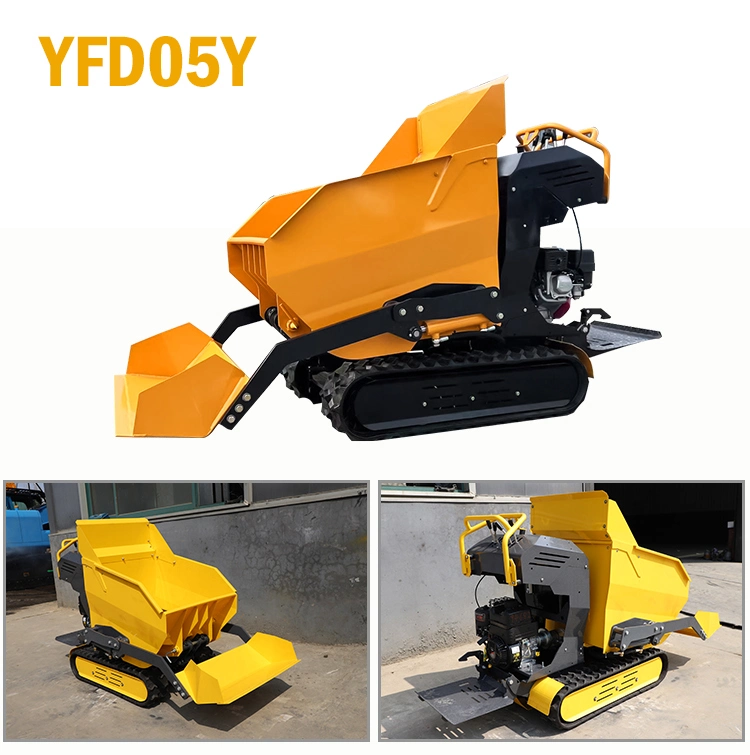 Full Hydraulic Loading 500kgs 1ton Electric Start Crawler Utility Mini Tracked Dumper Truck for Sale