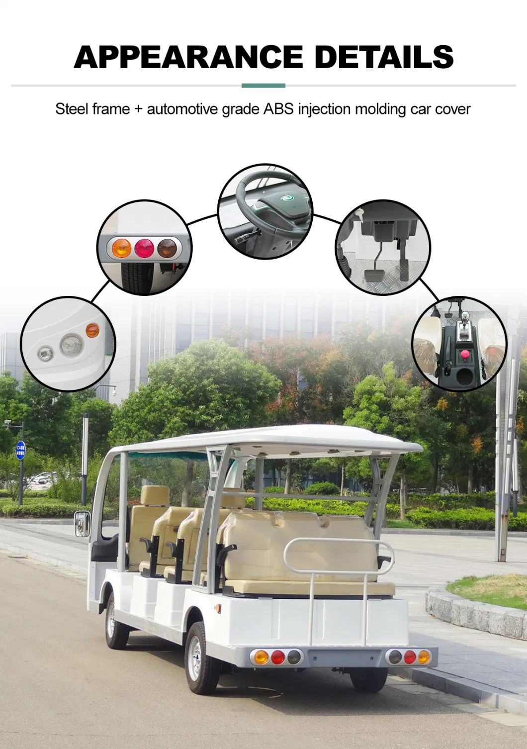 Airport Shuttle Tourist Bus Street Legal Electric Utility Vehicle for Sightseeing Tour