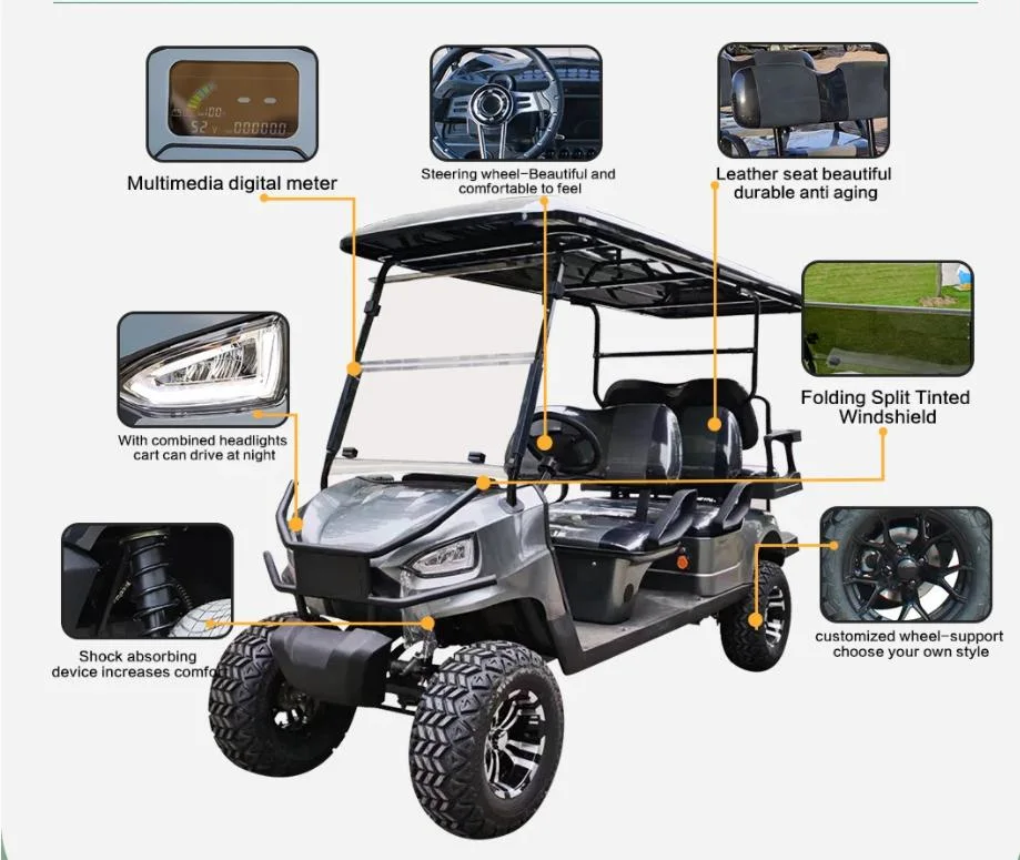 Chinese Custom Cheap 48V Icon 4X4 Electric Evolution Golfs Carts Electric 6 Seater 4seater Street Legal for Sale