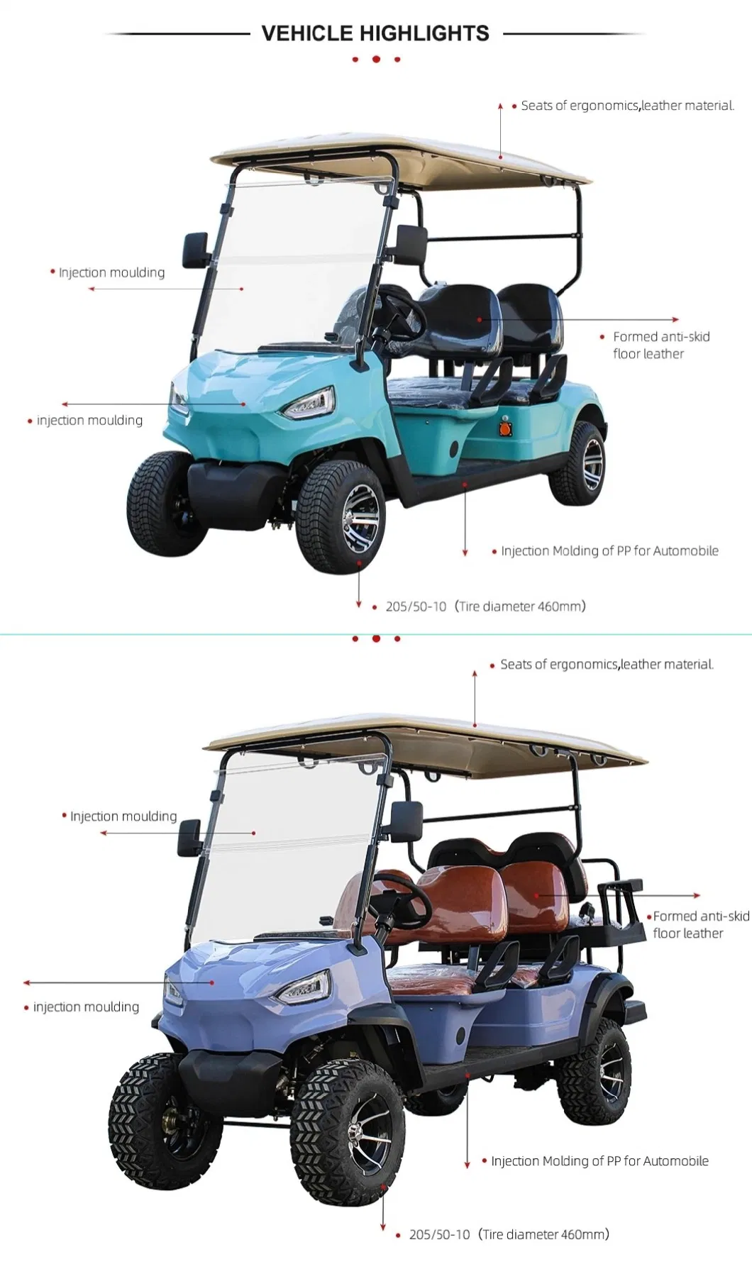 CE Approved 4 People Electrical Golf Cart with off Road Tyres Front Bumper and Front Basket Electric Hunting Car for Sale