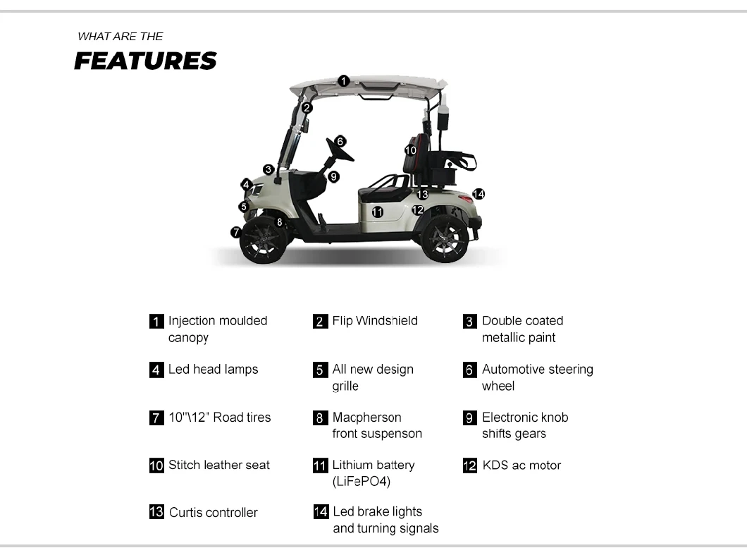 High Performance Quality Golf Cart Cargo 2 Cortex Seater Electric Golf Trolley