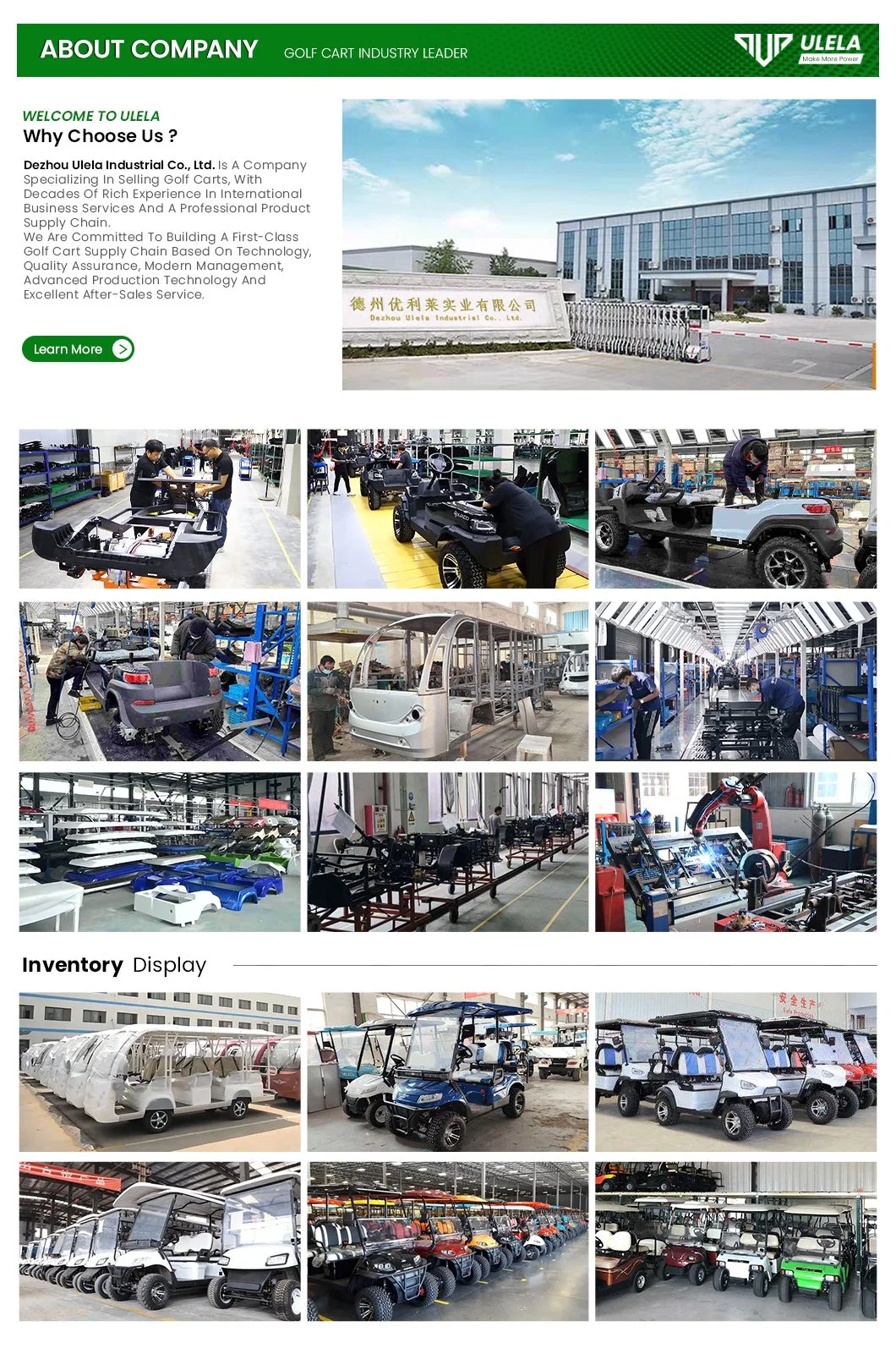 Ulela Electric Golf Cart Manufacturers 80-100km Endurance Mileage Electric Lifted Golf Cart China 6 Seater Golf Carts Electric Golf Trolley