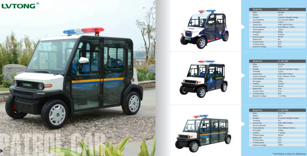 Low Noise Long Durability Stable Quality Electric Cart CE Certification 4 Seaters Household Electric Police Style Car (LT-S4. HAF)