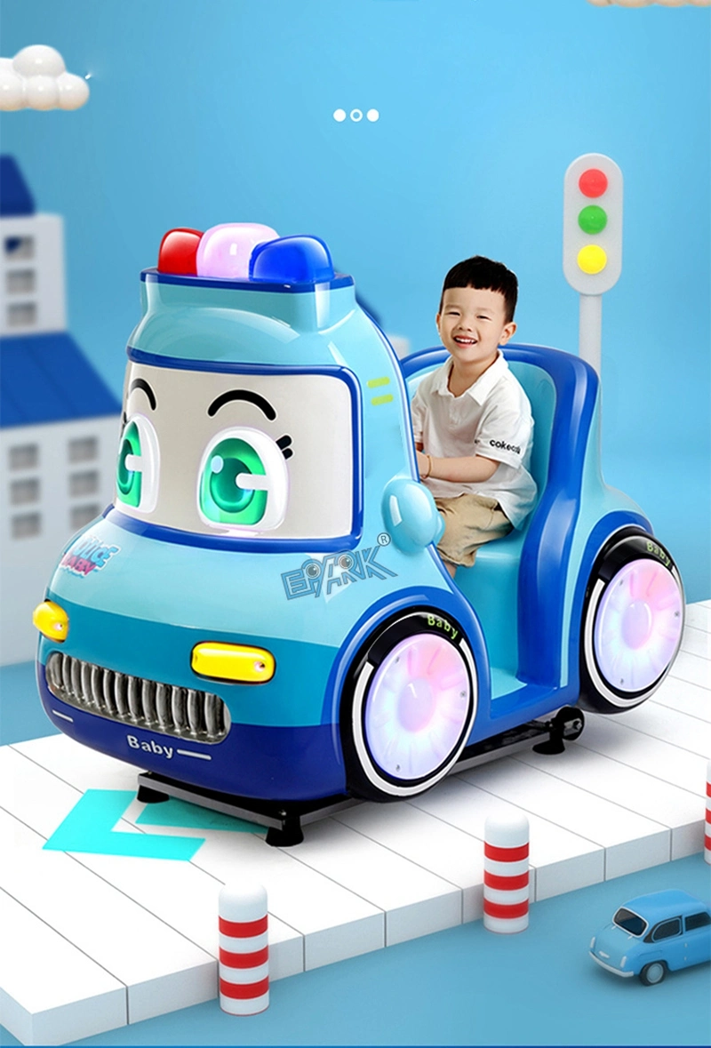 Coin-Operated Rocking Car Cute Police Car Arcade Video Game Electric Kid Swing Car