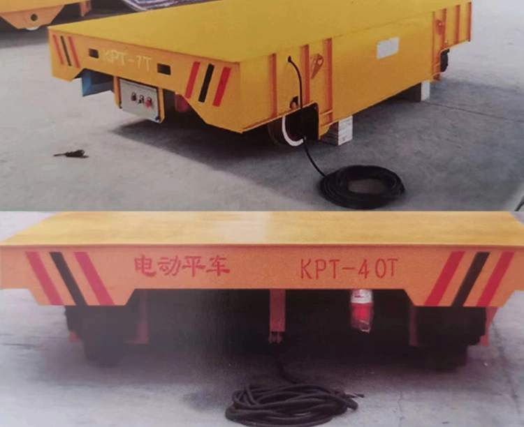 Customized Trackless Battery Electrical Flat Car 50 Ton Electric Transfer Flat Trolley