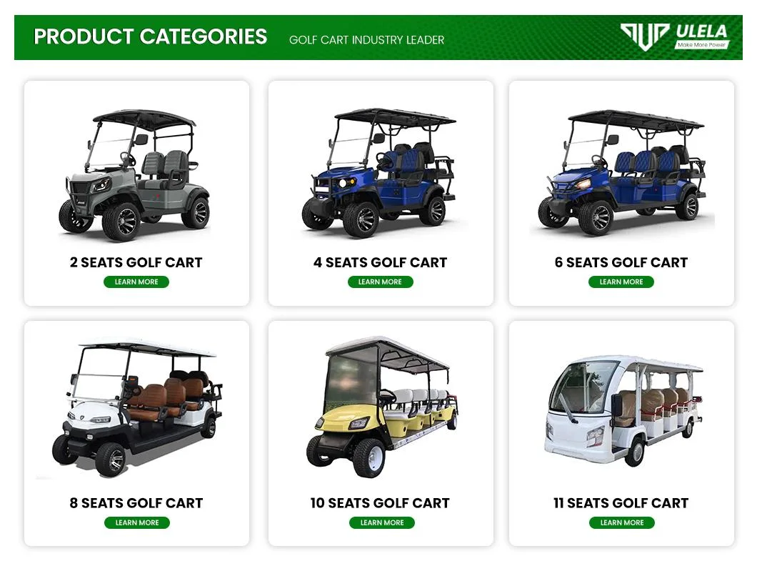 Ulela Advanced EV Golf Cart Dealers Steel Frame Premium Golf Cart China 6 Seater Solar Electric Golf Cart