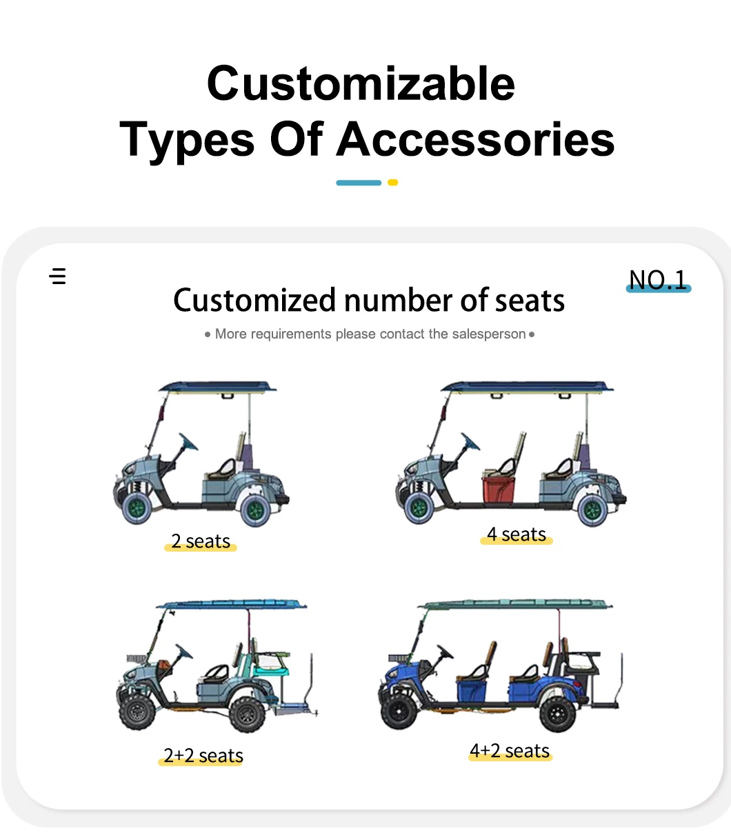 2023 New Model Style Bx 4+2 Seat Sightseeing Bus Club Cart Electric Golf Buggy Hunting Cart with CE DOT New Energy Vehicle