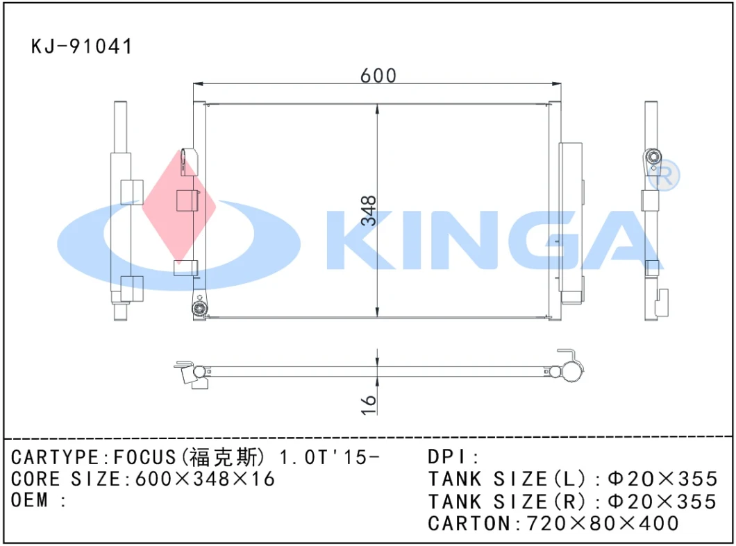 Best Quality Condenser for Ford Focus 1.0t&prime;15