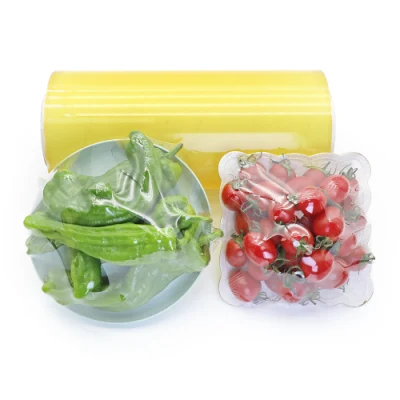 Food Grade PVC Food Cling Wrap Film High Stretch Transparent Clear Waterproof Plastic Packing Material Wrapping Film Stretch Film Jumbo Roll for Food packaging