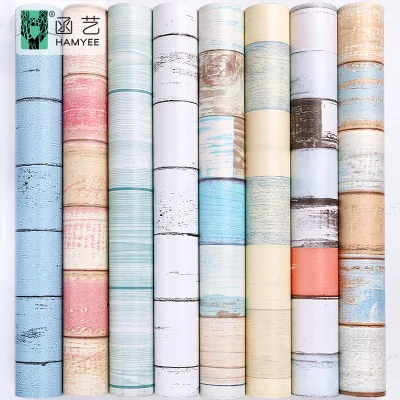  PVC Self Adhesive Wallpaper Furniture Renovation Stickers Waterproof Cabinets Wardrobe Door Wood Decorative Film