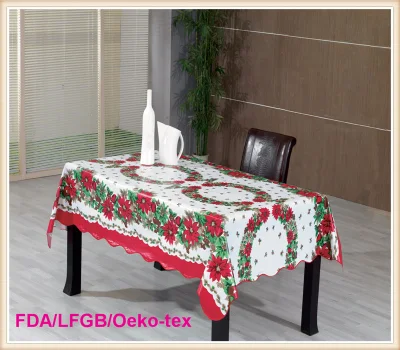  PVC Printed Tablecloth with Christmas Style (TJ0760)