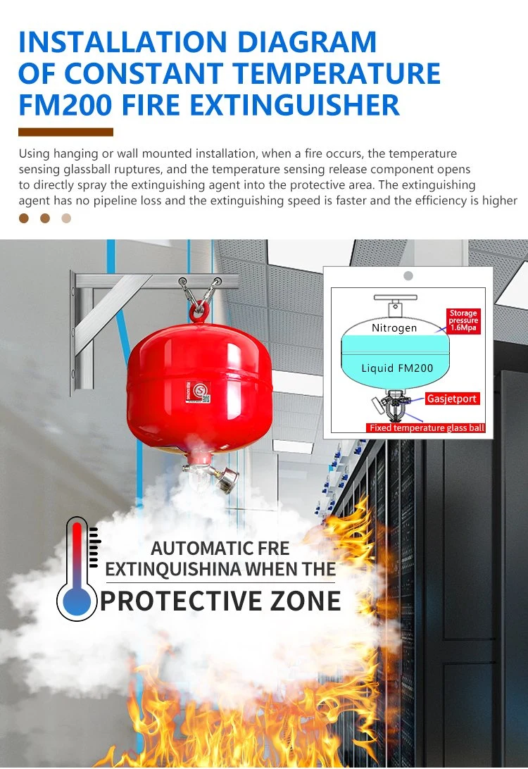 Hanging Hfc-227ea Fire Extinguisher for Server Room Fire Suppression System