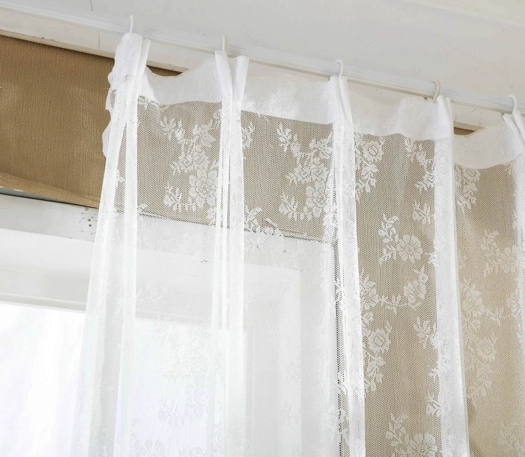 Manufacturers Direct Embroidery Window Screen Korean Pastoral Lace Yarn White Wavy Edge Sheer Curtain