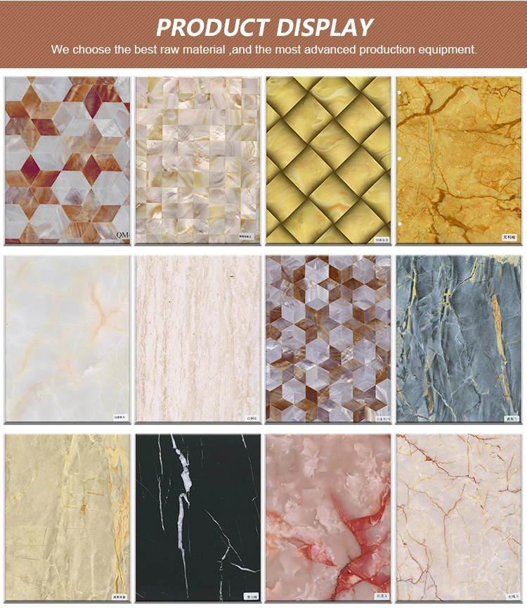 Wall Panel Decorative Cultured Faux Artificial Thin Laminate UV PVC Marble Plastic Sheet