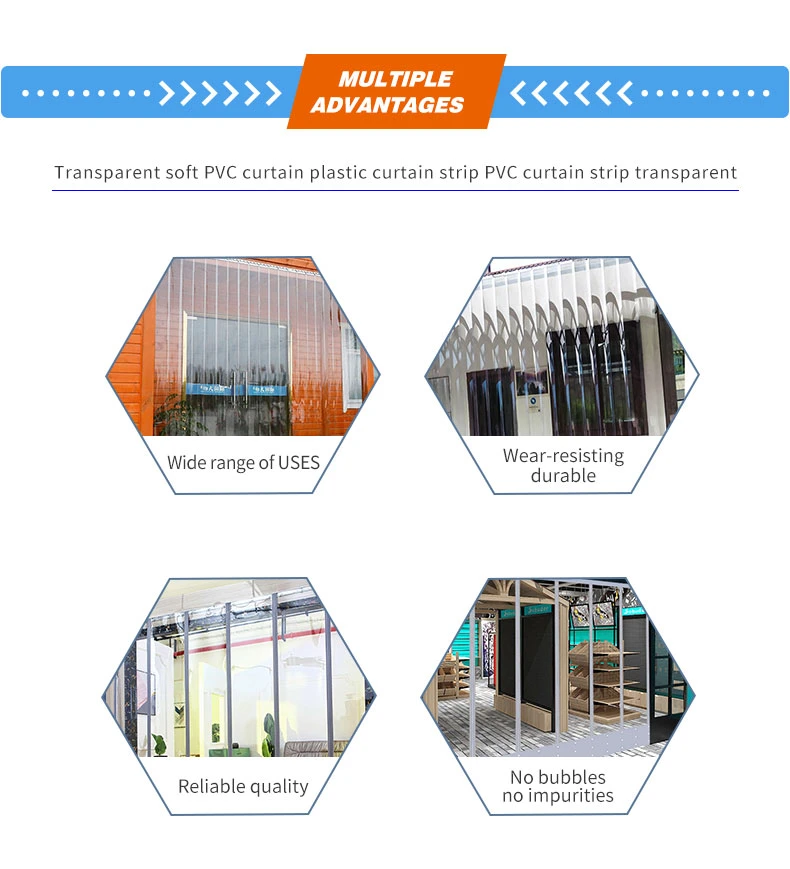 Finished Flexible Soft Transparent Self-Priming PVC Plastic Magnetic Strip Door Curtain