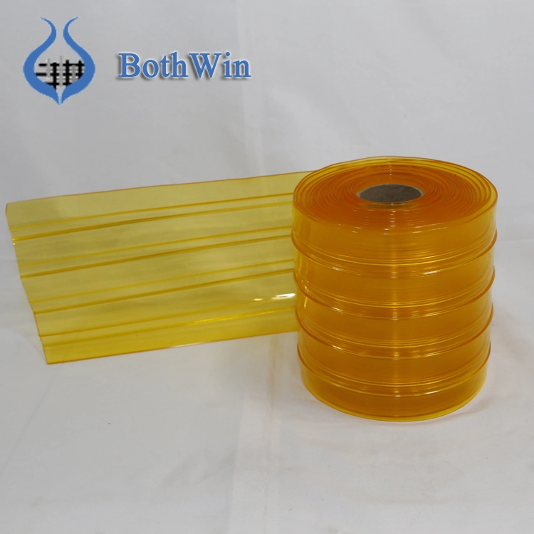 Anti Insect Yellow Ribbed Plastic Curtain