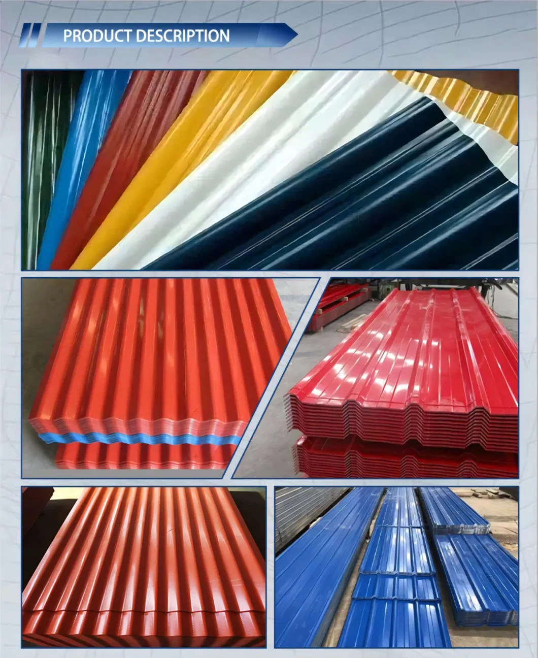 Manufacturer ASTM Ral Color PVC Roofing Color Coated Corrugated Sheet Customized