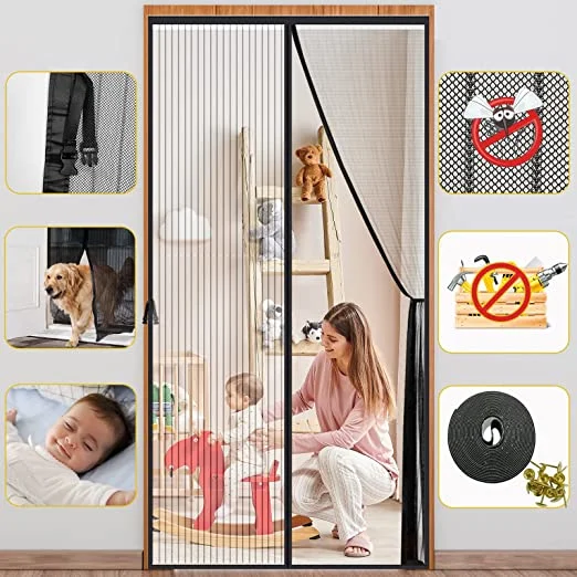 Magnetic Mesh Screen Self Closing Screen Door Curtain