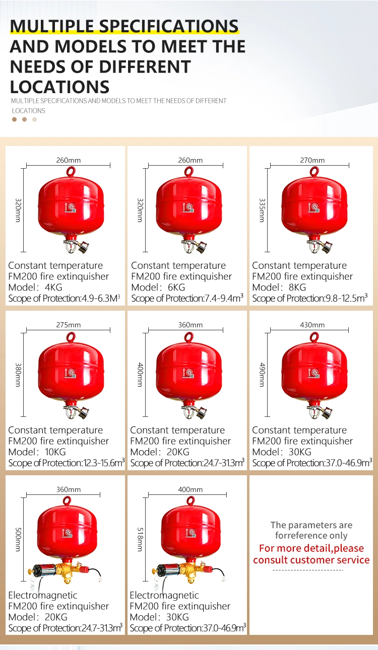 Hanging Hfc-227ea Fire Extinguisher for Server Room Fire Suppression System