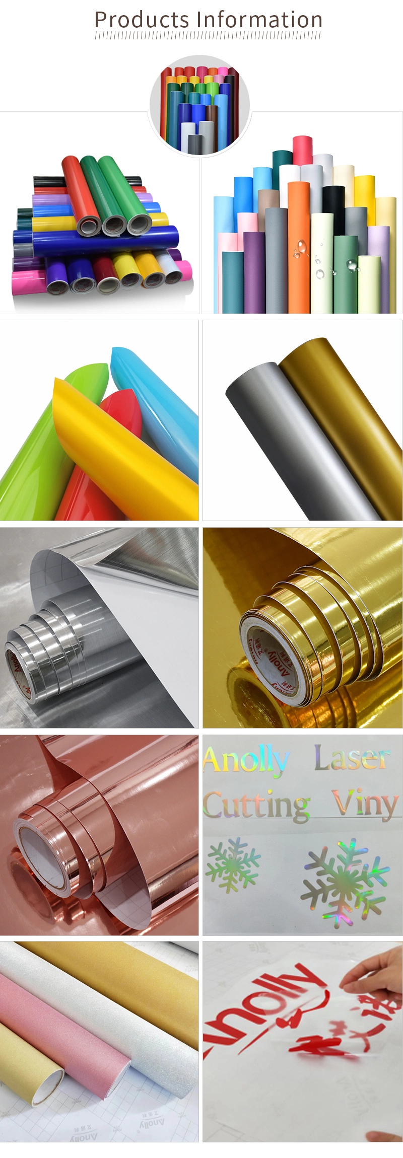 Poster Material Color Cut Vinyl Rolls Rainbow Self-Adhesive Vinyl for Vinyl Cutting Plotter