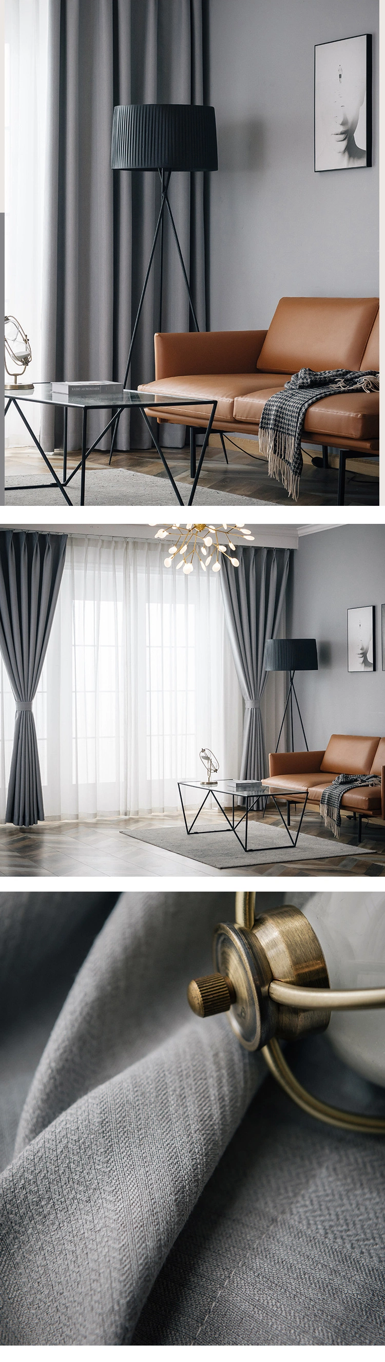 Simple and Beautiful Double-Sided Plain Yaniyafuni Jacquard Blackout Curtain Can Be Flame Retardant for Hotel Project, and The Q