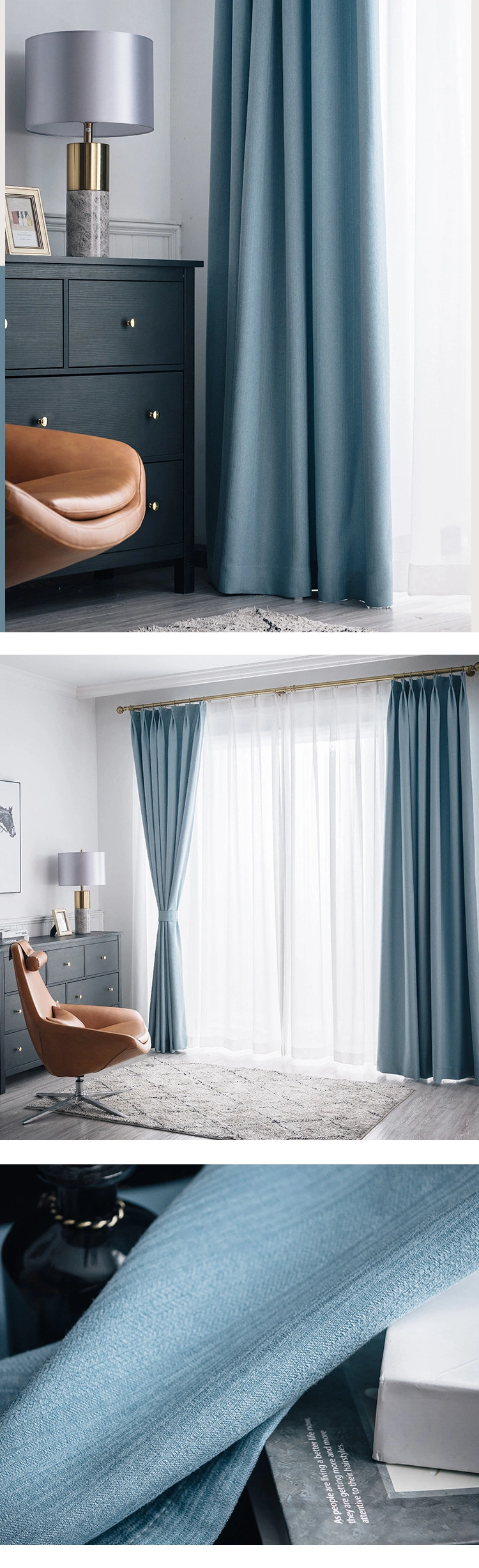 Simple and Beautiful Double-Sided Plain Yaniyafuni Jacquard Blackout Curtain Can Be Flame Retardant for Hotel Project, and The Q