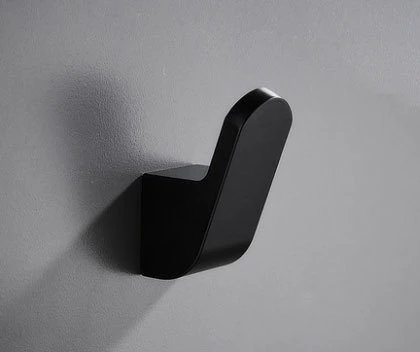 Aluminum Adhesive Single Bathroom Black Hook Hanger with SGS