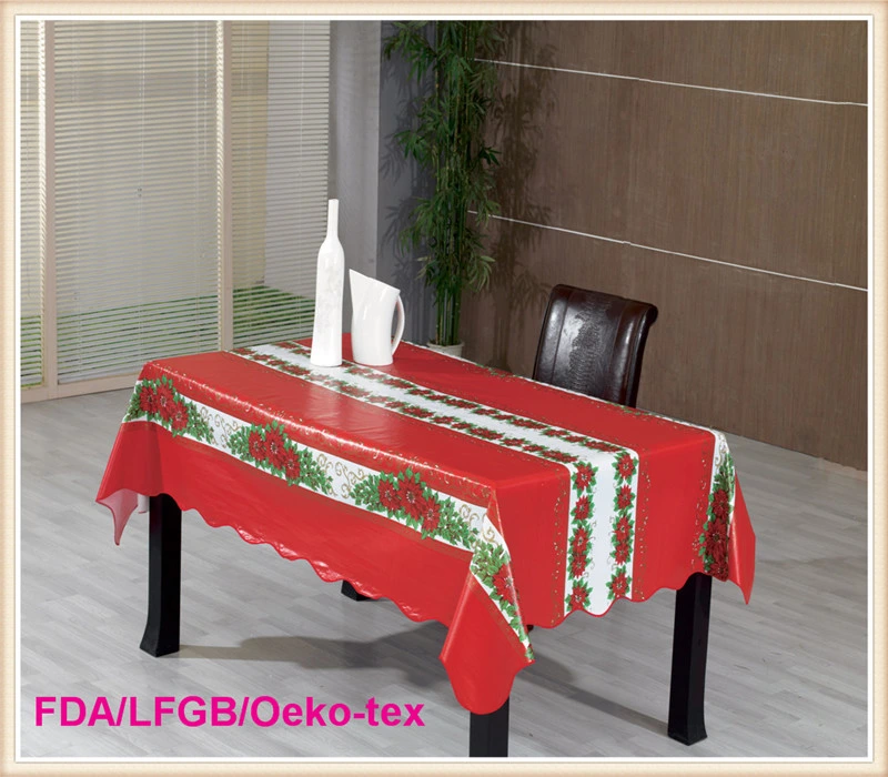 PVC Printed Tablecloth with Christmas Style (TJ0760)