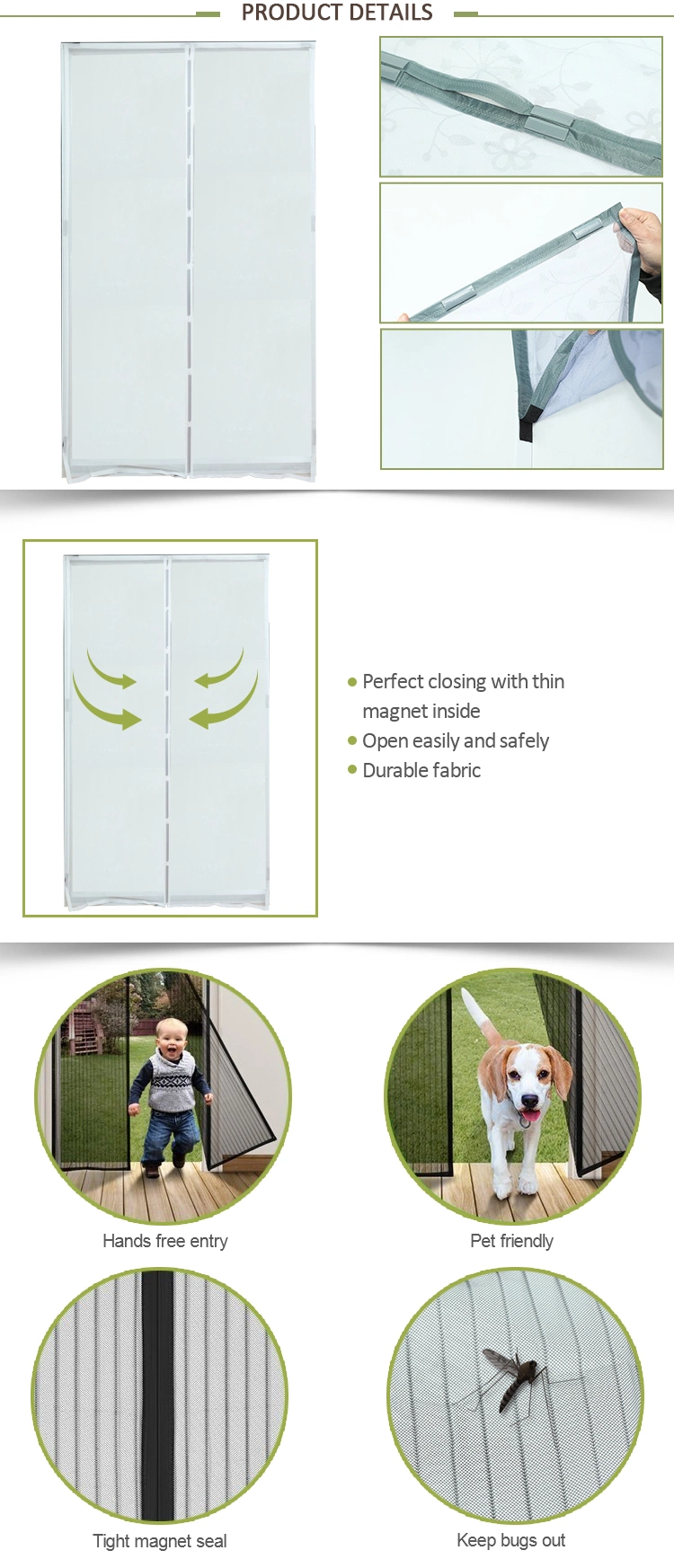 Directly Sent Magnetic Fly Screen Mesh Door Curtain