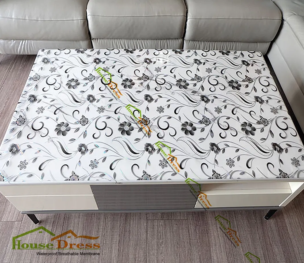 Custom Glossy Embossed PVC Clear Sheet Soft Waterproof Transparent Tablecloth PVC Roll