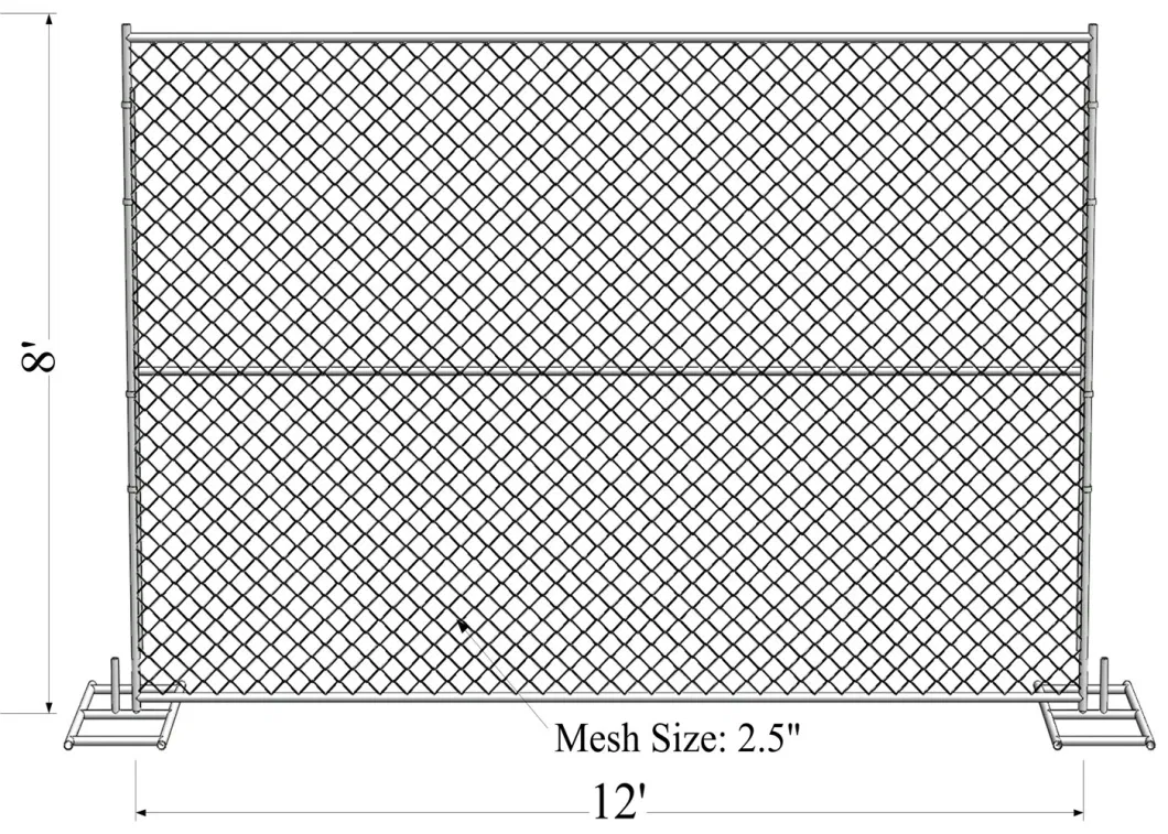 6FT X 8FT Galvanized Chain Link Temporary Fence Remove Fence Garden Fence Wire Mesh Fence Outdoor Fence